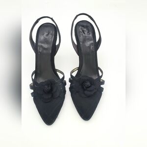CHANEL VINTAGE Silk Heels 37